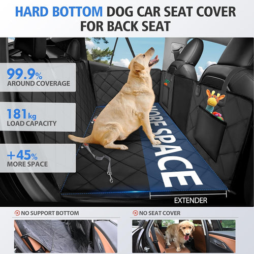 Back Seat Extender for Dogs - Large Space Car Seat Cover with Hard Bottom, Sturdy Hammock Supporting 181Kg, Easy to Install for Cars, Trucks, Suvs - Black
